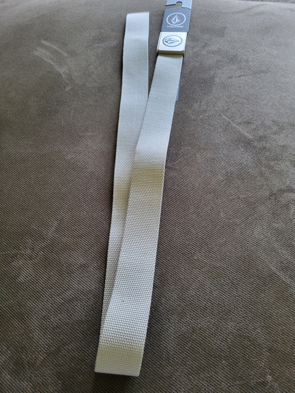 Volcom White Webbed Belt with Metal Logo Buckle